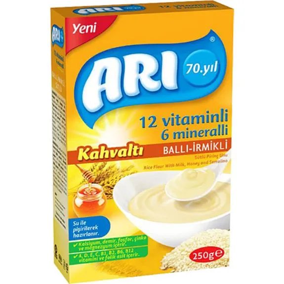 Arı Sütlü Pirinç Unu Ballı İrmikli Kaşık Maması 250 Gr