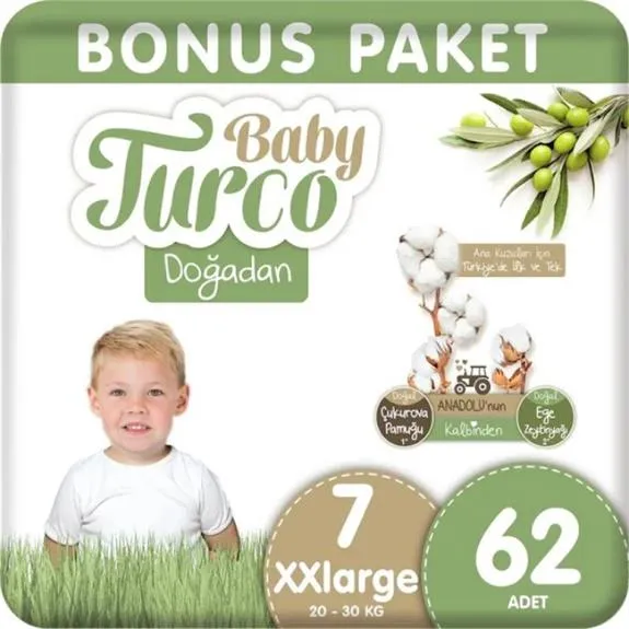 Baby Turco Doğadan Bebek Bezi Bonus Paket 7 No 62 Li