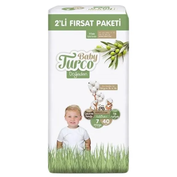 Baby Turco Doğadan Cırtlı Bebek Bezi Fırsat Paketi 7 No 40 Lı