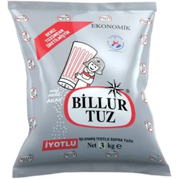 Billur Tuz İşlenmiş İyotlu Tuz Poşet 3 Kg