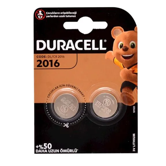 Duracell 2016 Lityum Düğme Pil 3V 2’li Paket (CR2016)