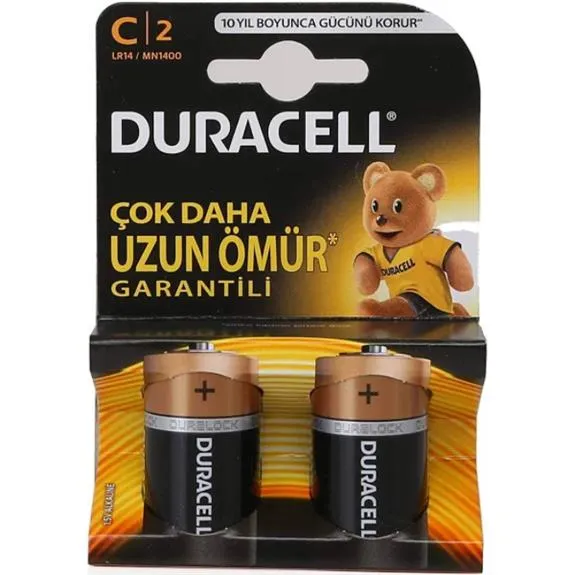 Duracell Alkalin Orta C Boy Pil 1,5 V 2’li Paket