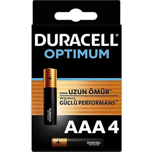 Duracell Optimum Alkalin AAA İnce Kalem Pil 4 Lü Paket