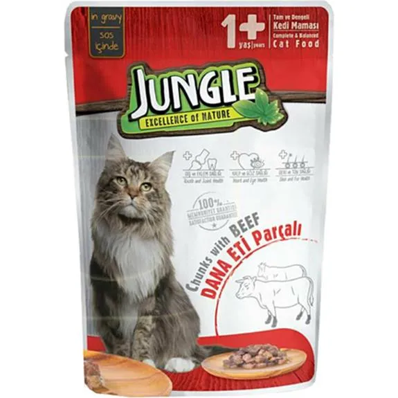 Jungle Dana Eti Parçacıklı Yetişkin Kedi Maması 100 Gr