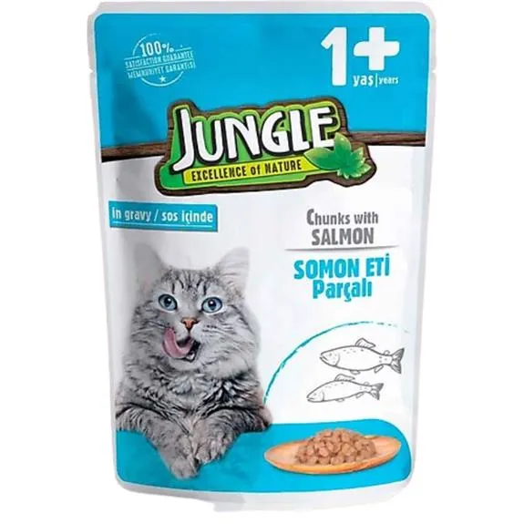 Jungle Somon Parçacıklı Yetişkin Kedi Maması 100 Gr