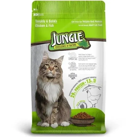 Jungle Tavuklu-Balıklı Yetişkin Kedi Maması 500 Gr