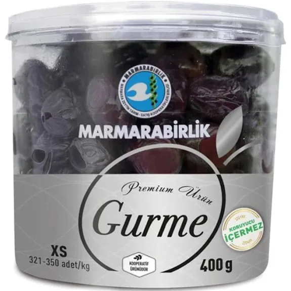 Marmarabirlik Gurme Siyah Zeytin 400 Gr Pet 321-350 Ad/Kg Xs Boy