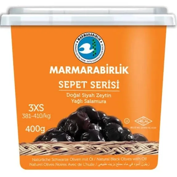 Marmarabirlik Sepet Serisi Siyah Zeytin 400 Gr Pet 381-410 Ad/Kg 3Xs Boy Lüks