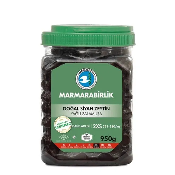 Marmarabirlik Siyah Zeytin 950 Gr Pet 351-380 Ad/Kg 2Xs Boy