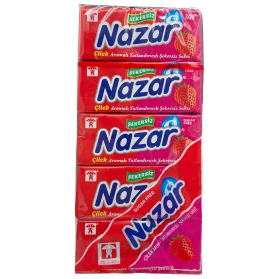 Nazar Çilek Aromalı Sakız 5 Li 35 Gr