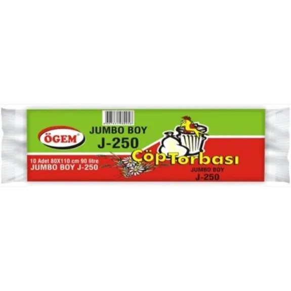 Ögem Çöp Torbası Jumbo Boy 10 Lu J250 (80X110 CM) Mavi