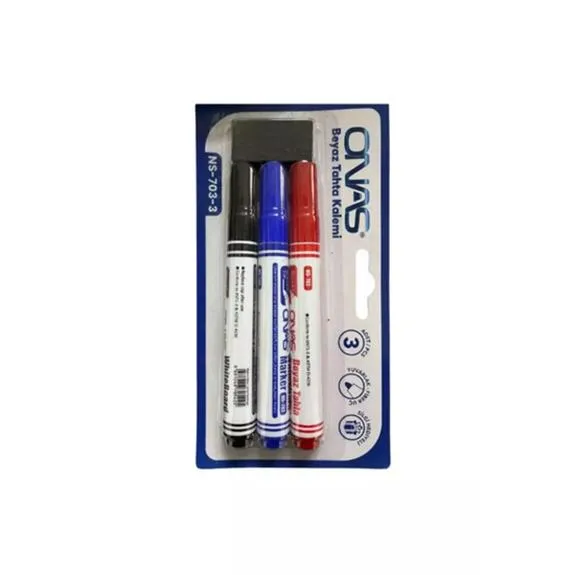 Onas Tahta Kalemi 3 Lü Blisterli Mavi-Siyah-Kırmızı Ns-703-3