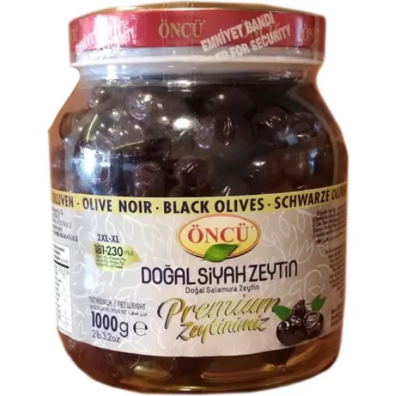 Öncü Siyah Zeytin 1 Kg Pet 181-230 2Xl-Xls Boy