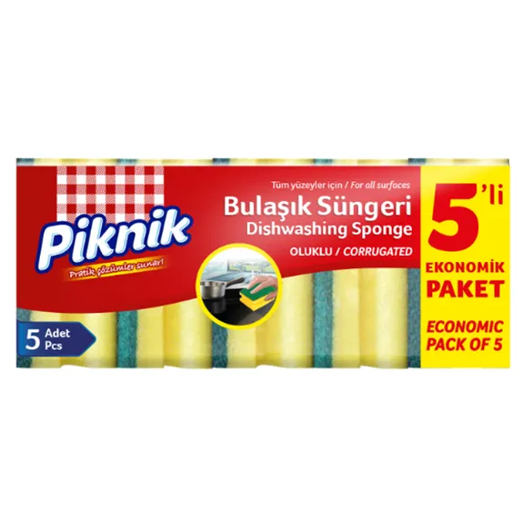Piknik Bulaşık Süngeri 5 Li Oluklu