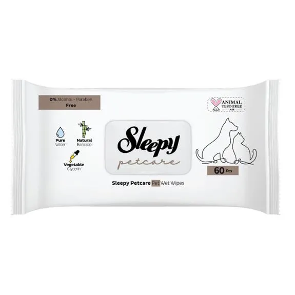Sleepy Evcil Hayvan Temizleme Mendili 60 Lı