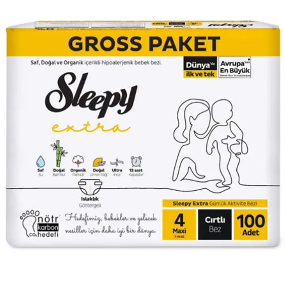 Sleepy Extra Gross Paket Bebek Bezi Cırtlı 4 No 100 Lü