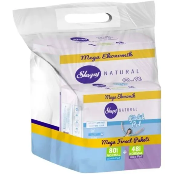 Sleepy Mega Paket Natural Ultra Ped Mega 48 Li+Günlük Ped Normal 80 Li