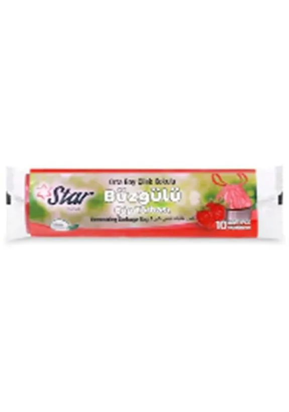 Starplus Büzgülü Çöp Torbası Çilek Kokulu Orta Boy 10 Lu