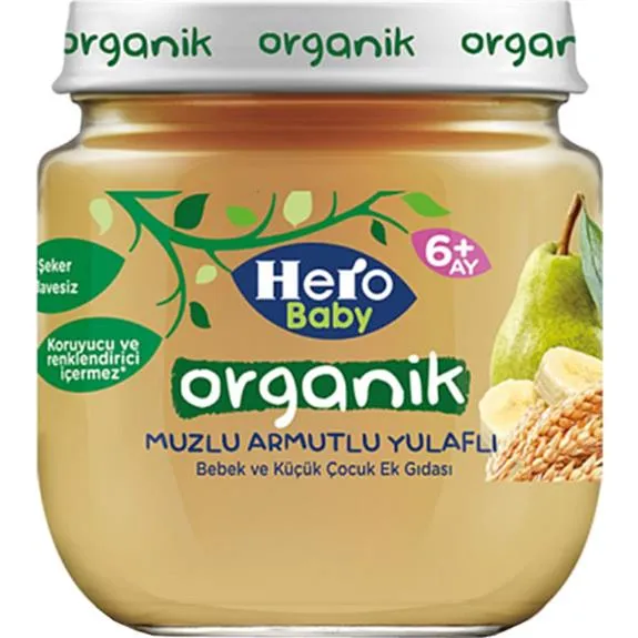 Ülker Hero Baby Organik Muzlu Armutlu Tahıllı Kavanoz Mama 120 Gr