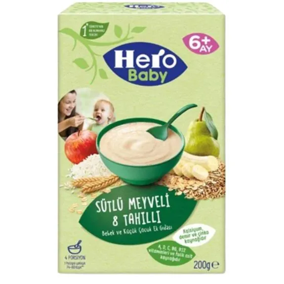 Ülker Hero Baby Sütlü Meyveli 8 Tahıllı Ek Besin 200 Gr